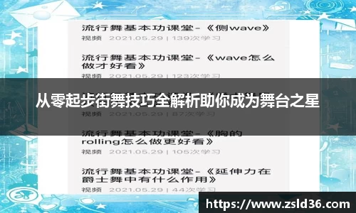 从零起步街舞技巧全解析助你成为舞台之星