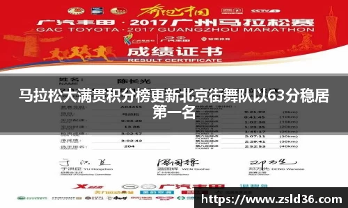 马拉松大满贯积分榜更新北京街舞队以63分稳居第一名
